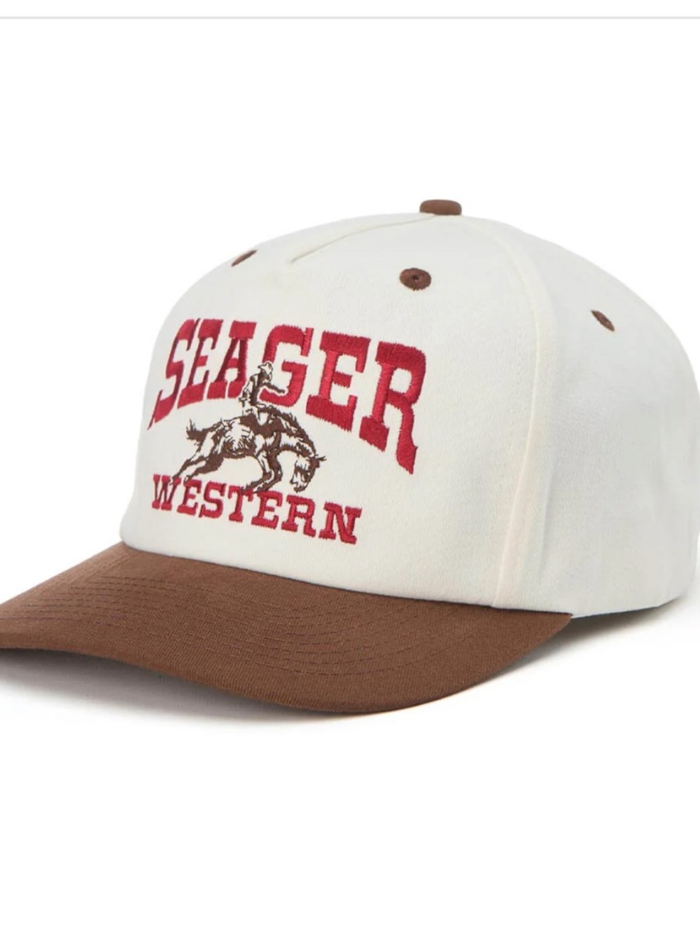 Seager Western Two-Tone Snapback Cap - Cream and Brown